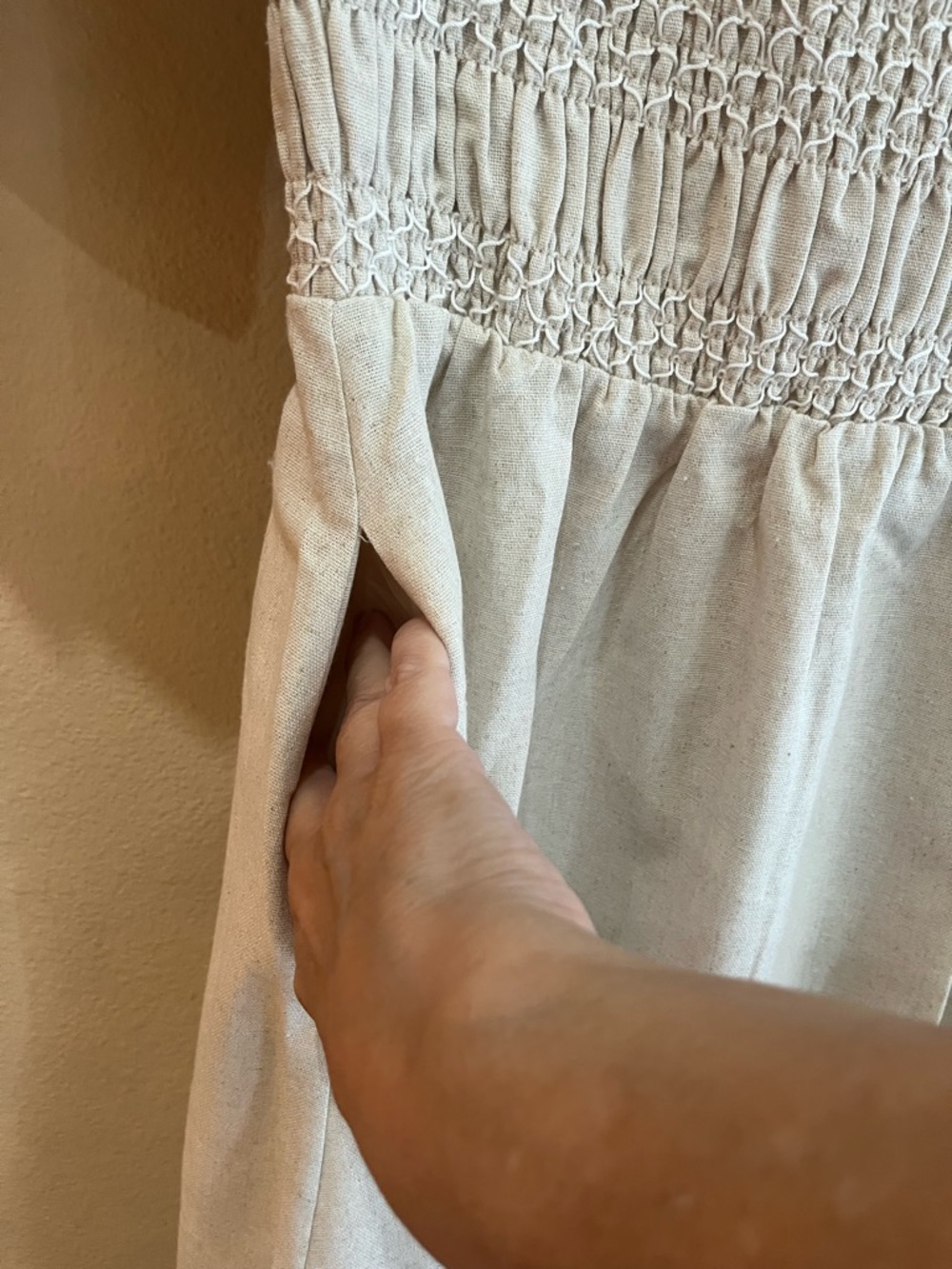 L*February Oatmeal Smocked Off-Shoulder Dress - Picture 4 of 7